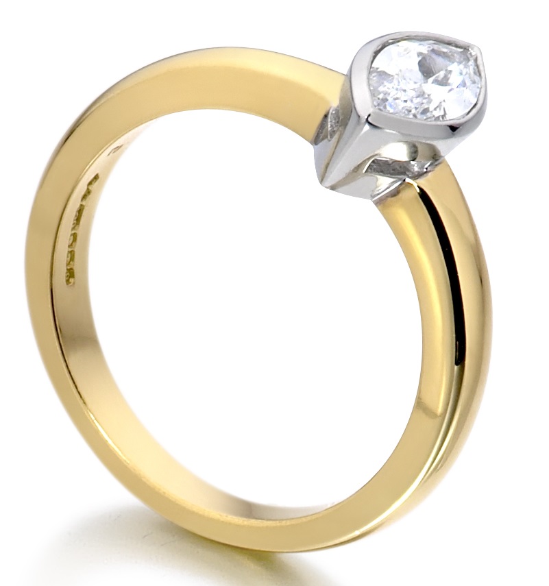 Marquise Cut Rub Over Yellow Gold Engagement Ring ICD2554YG  Image 2